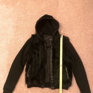 Stussy XS Faux Fir Zip Jacket With Cloth Arms